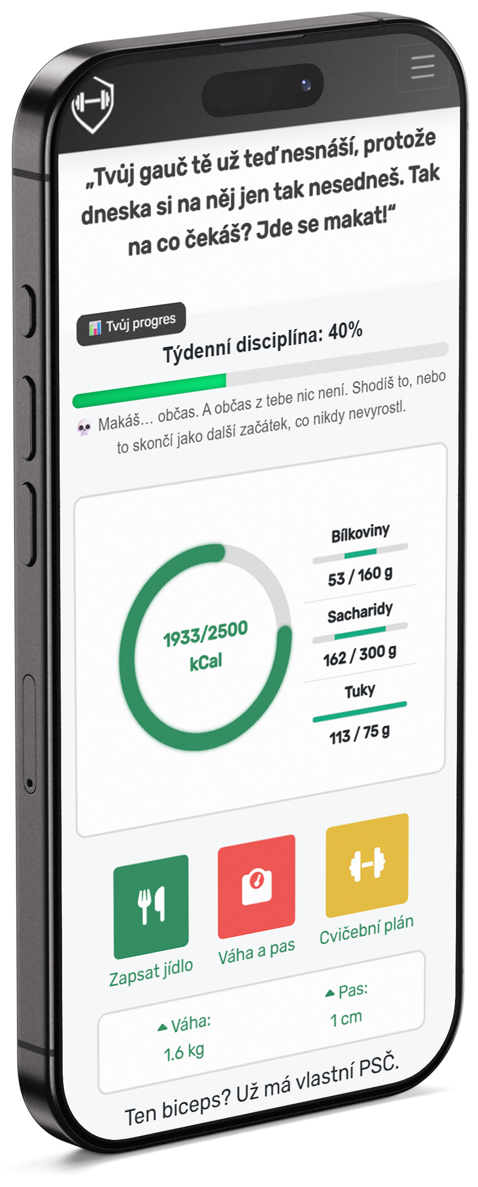 Ukázka aplikace Progresso v telefonu